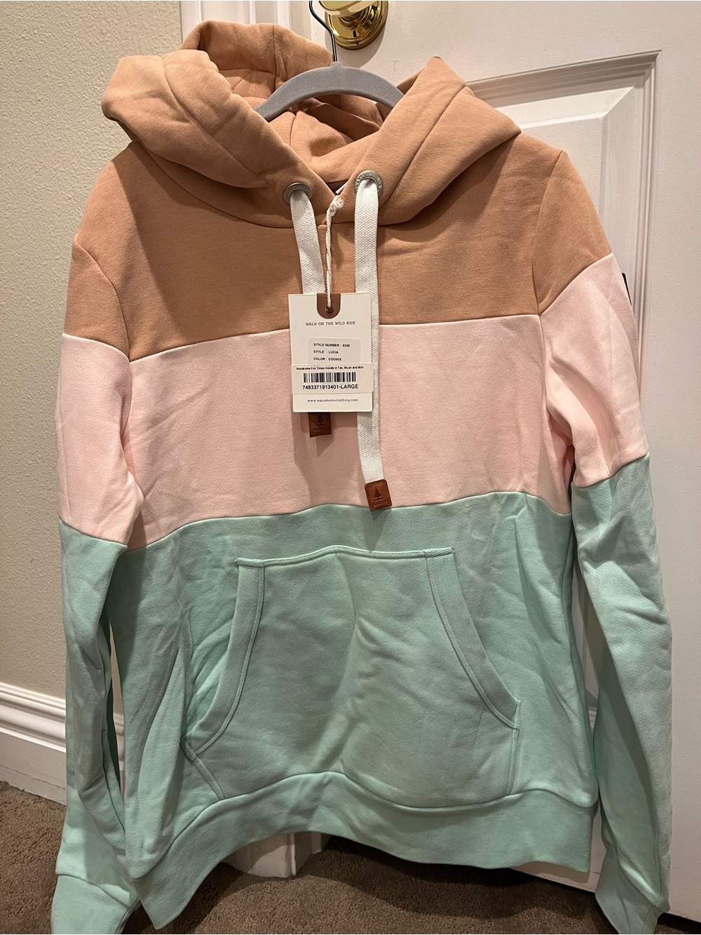 Wanakome Fun Times Hoodie in Tan, Blush & Mint